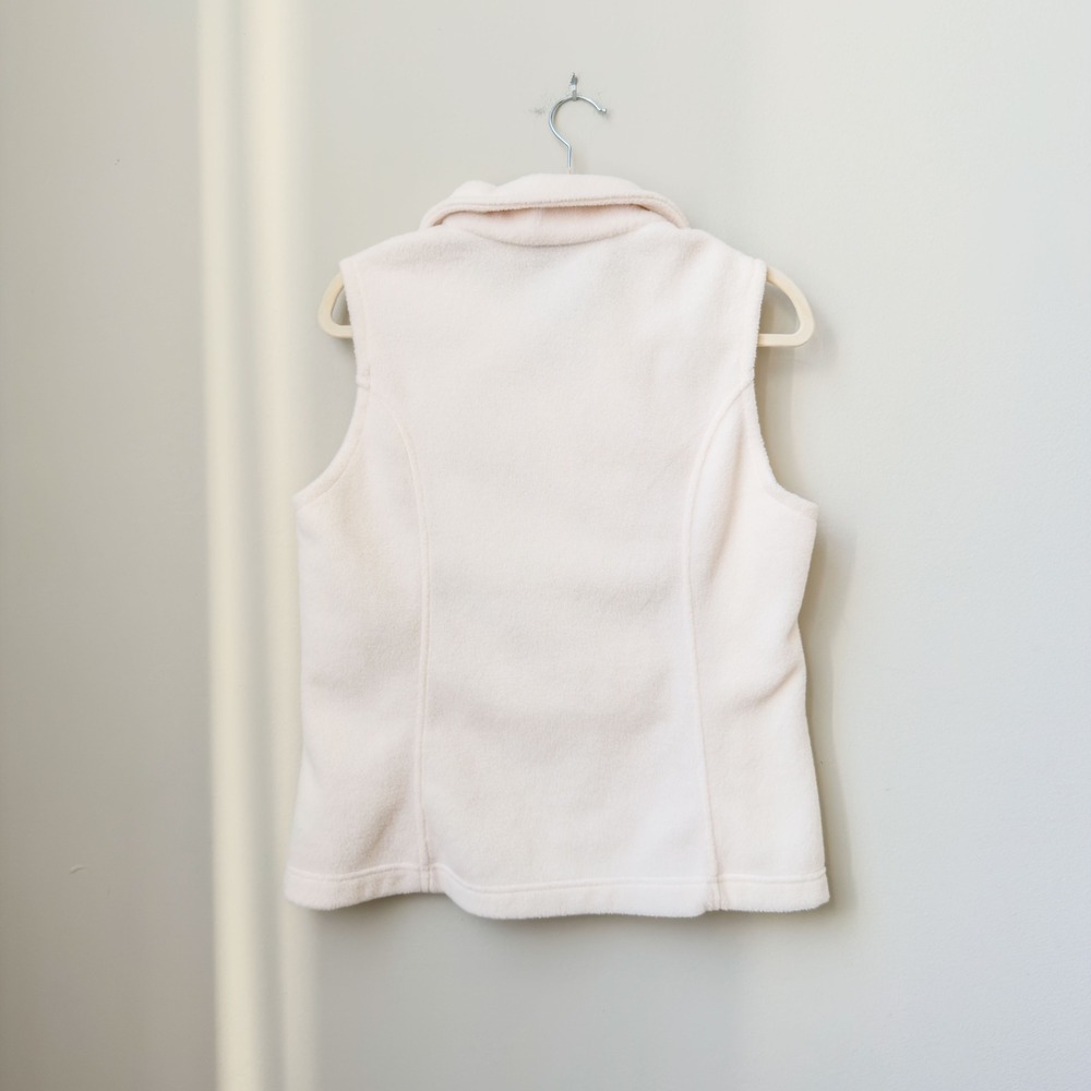 Women's Classic Preppy Columbia Thermal Fleece Vest Off White Size M - Picture 3 of 6